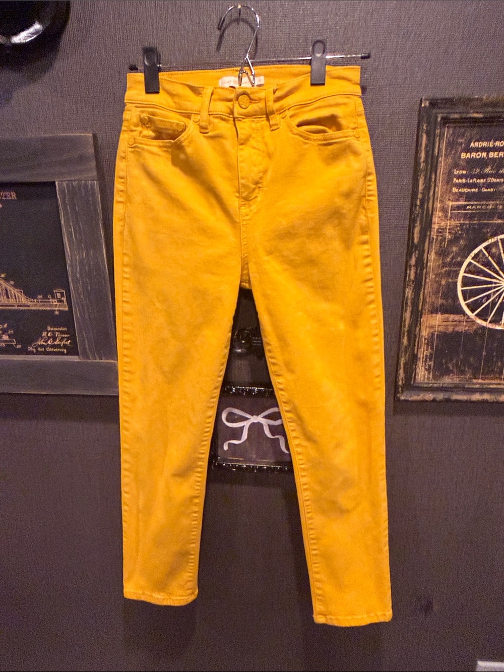 Tory Burch High-Rise Yellow Straight-Leg Jeans - Picture 5 of 10